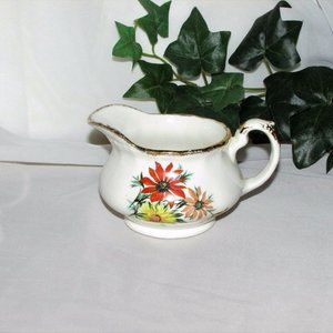 Antique Grindley Cream Petal Creamer Orange Yellow Floral Vintage Cottagecore